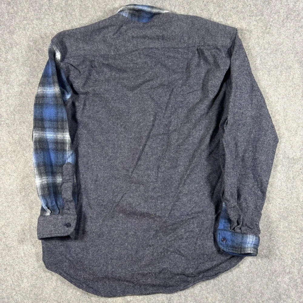 Pendleton Shirt Mens XL Blue Mixed Media Wool Plaid Sleeve Button Up RA065-71353